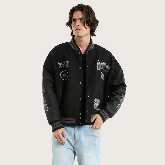 Brawn Varsity Jacket Jet Black