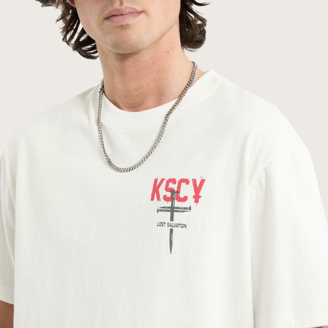Stormed Relaxed Tee Natural White