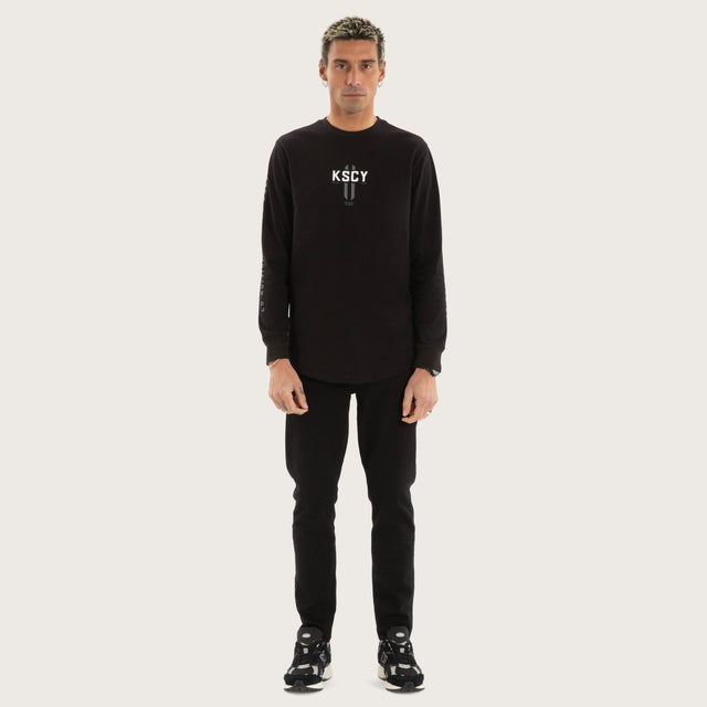 Arcade Dual Curved Longsleeve Tee Jet Black