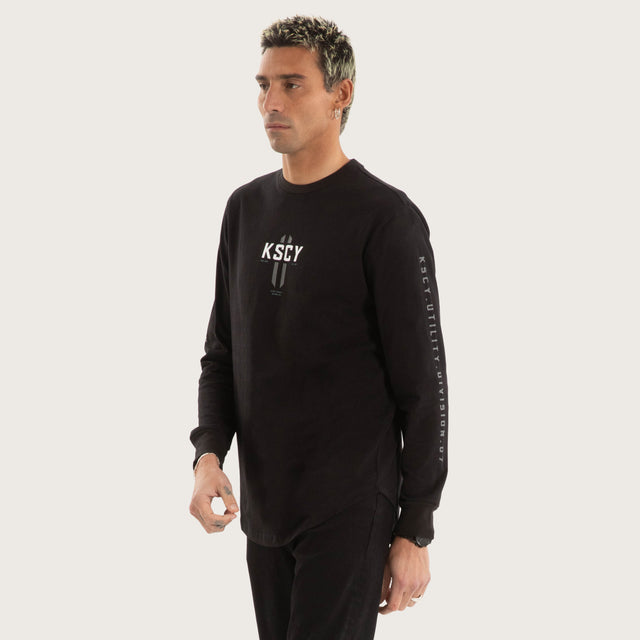 Arcade Dual Curved Longsleeve Tee Jet Black