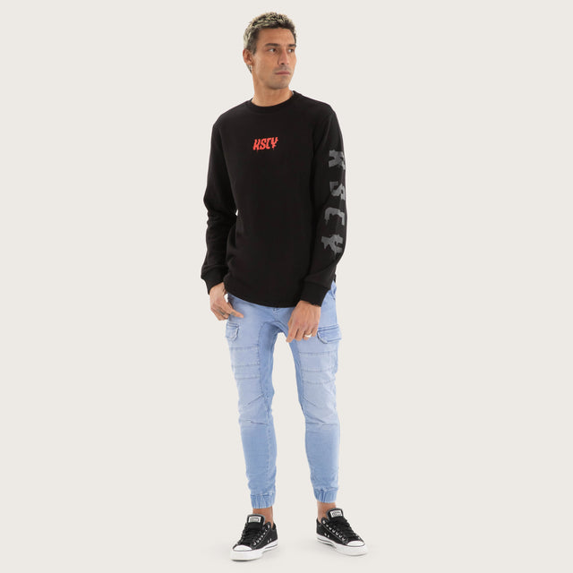 Glare Dual Curved Sweater Jet Black