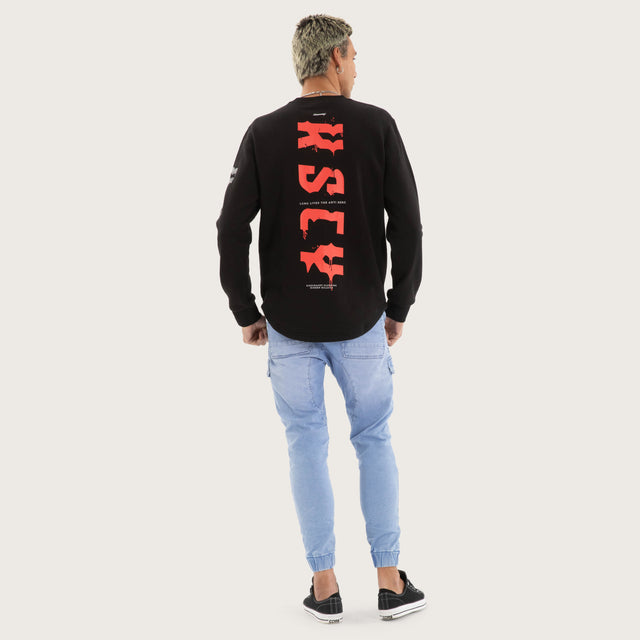 Glare Dual Curved Sweater Jet Black
