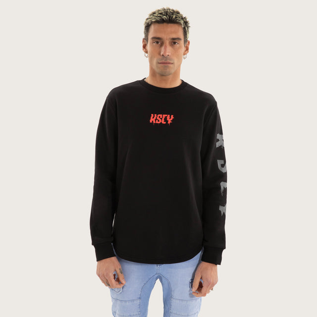 Glare Dual Curved Sweater Jet Black