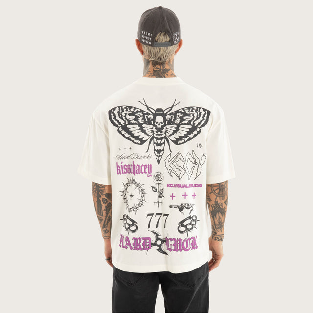Model wears Desire Street Tee in White T-Shirts in White - Image 2
