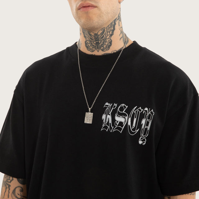 Model wears Thrive Street Tee in Jet Black T-Shirts in Black - Image 3
