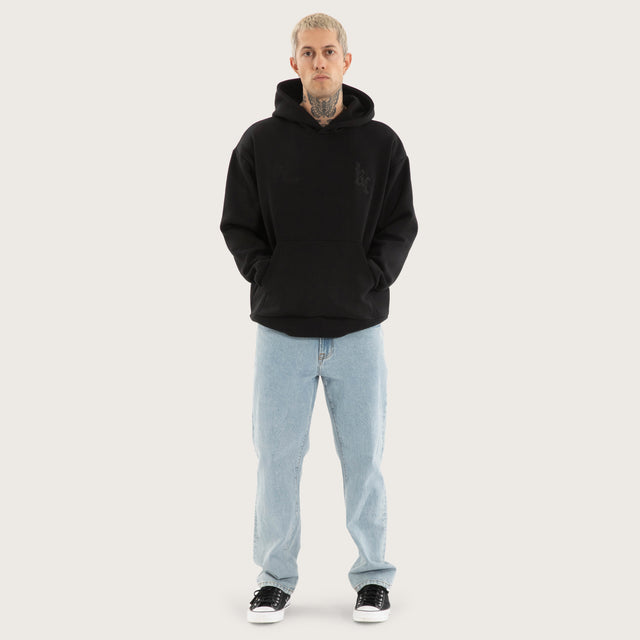 Chained Relaxed Hoodie Jet Black