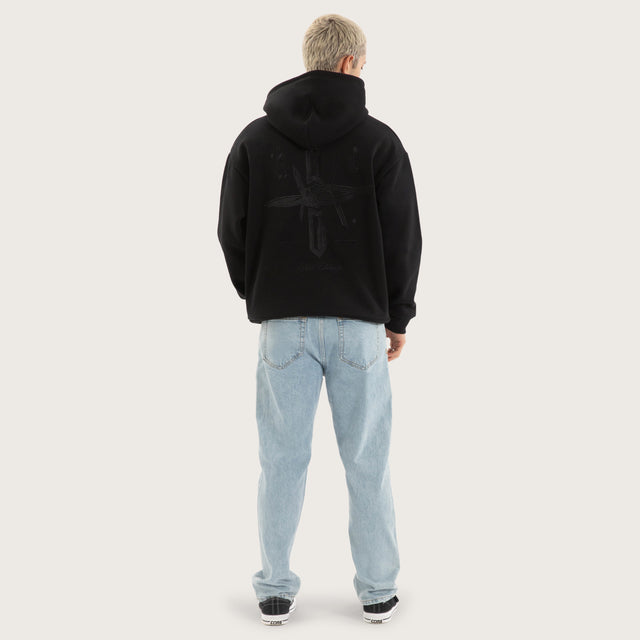 Chained Relaxed Hoodie Jet Black