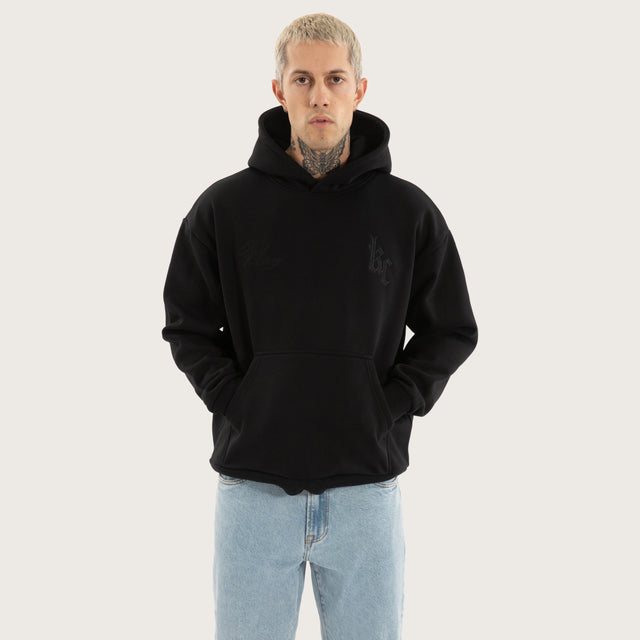 Chained Relaxed Hoodie Jet Black