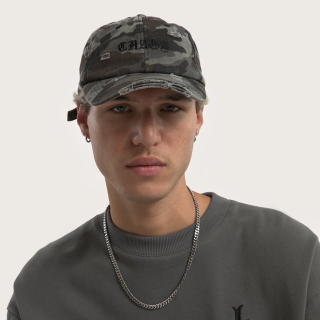 Model wears Chaos Camo Dad Cap Light Camo Accessories in Camo - Image 5