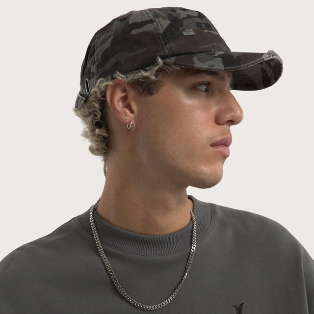 Model wears Chaos Camo Dad Cap Light Camo Accessories in Camo - Image 6