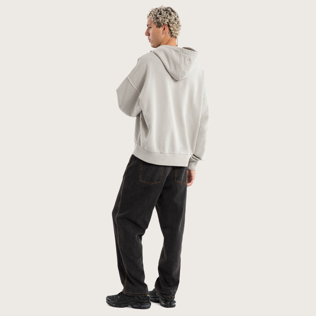 Model wears Honour Balloon Hoodie Pigment Dove Hoodies in Beige - Image 2