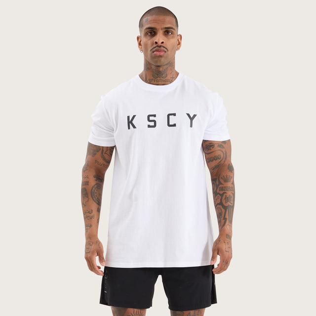 Model wears Glide Active Tee Optical White T-Shirts in White - Image 3