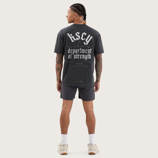 Model wears Forge Box Fit Tee Pigment Black T-Shirts in Black - Image 5