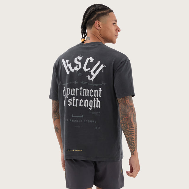 Model wears Forge Box Fit Tee Pigment Black T-Shirts in Black - Image 1