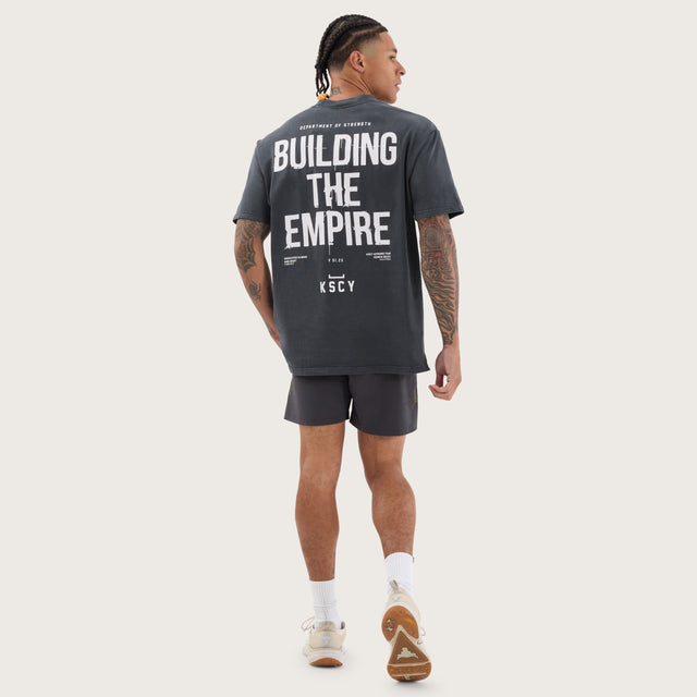 Model wears Structure Box Fit Tee Pigment Black T-Shirts in Black - Image 4