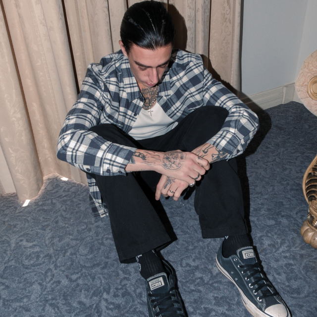Model wears Horizons Longsleeve Shirt Grey Check Long Sleeve Shirts in Grey - Image 3