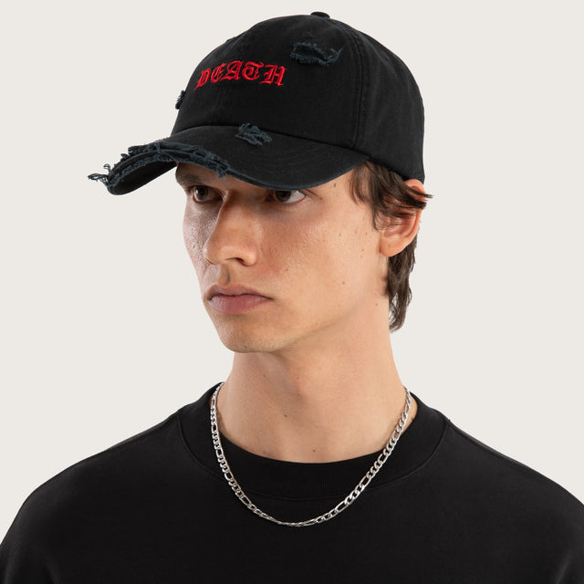 Model wears Rip Dad Cap Washed Black Headwear in Black - Image 2