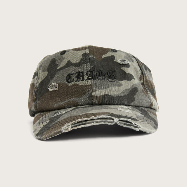 Model wears Chaos Camo Dad Cap Light Camo Accessories in Camo - Image 1