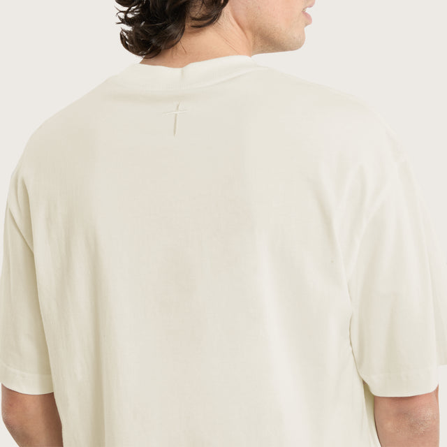 Model wears Gillette Heavy Crop Tee Tofu T-Shirts in Off-White - Image 3