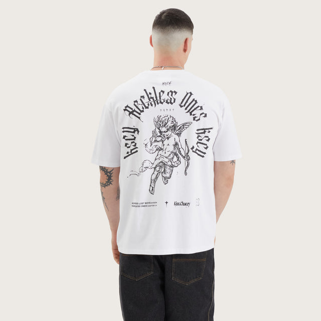 Model wears Gagie Box Fit Tee Optical White T-Shirts in White - Image 1