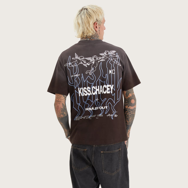 Model wears Souled Street Tee Dark Chocolate T-Shirts in Brown - Image 1