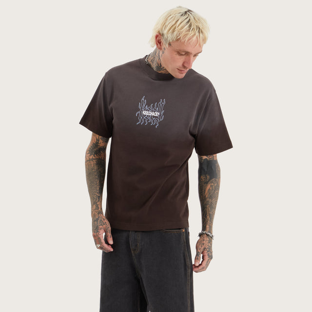 Model wears Souled Street Tee Dark Chocolate T-Shirts in Brown - Image 2