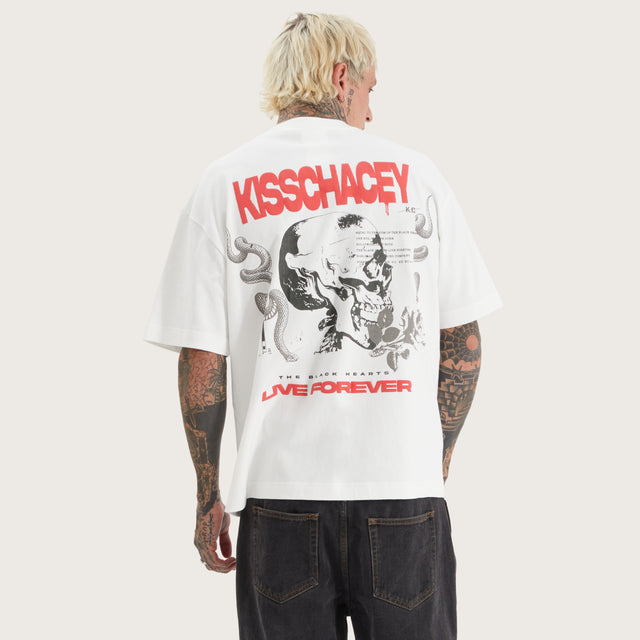 Model wears Mathry Street Tee Natural White T-Shirts in White - Image 1