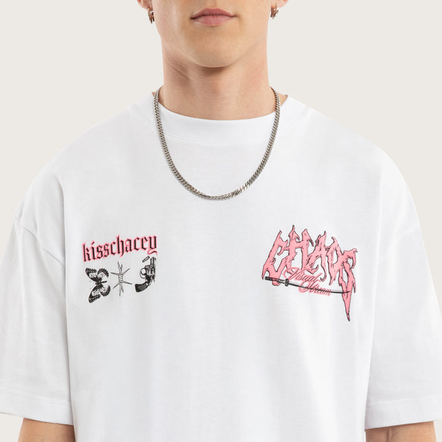 Model wears Katana Street Tee Optical White T-Shirts in White - Image 2