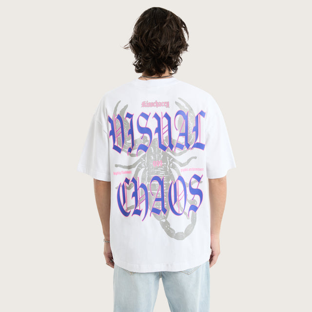Model wears Scorpio Street Tee Optical White T-Shirts in White - Image 1