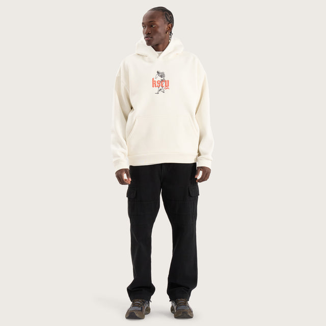 Model wears Intertwined Oversized Hoodie Tofu Hoodies in Beige - Image 4