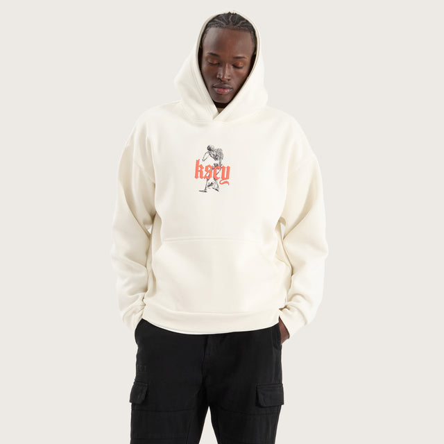 Model wears Intertwined Oversized Hoodie Tofu Hoodies in Beige - Image 3