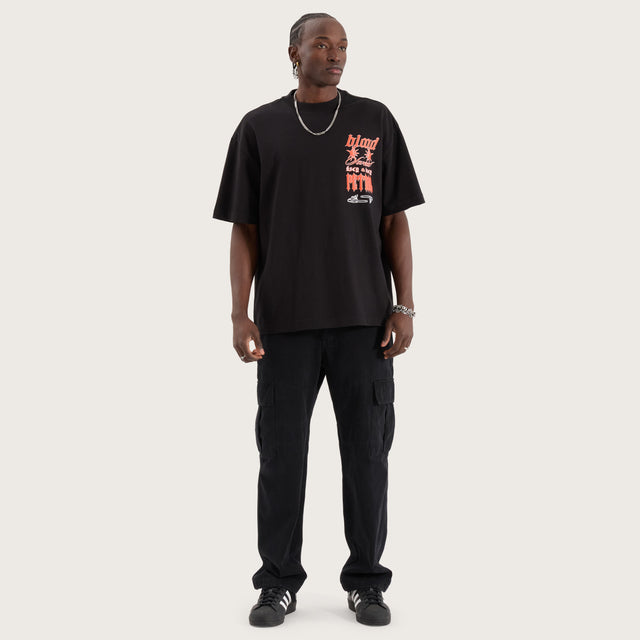 Model wears Sweat Street Tee Jet Black T-Shirts in Black - Image 3