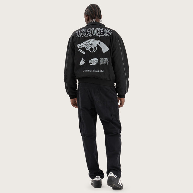 Model wears Ironclad Bomber Jacket Anthracite Black Jackets in Black - Image 6