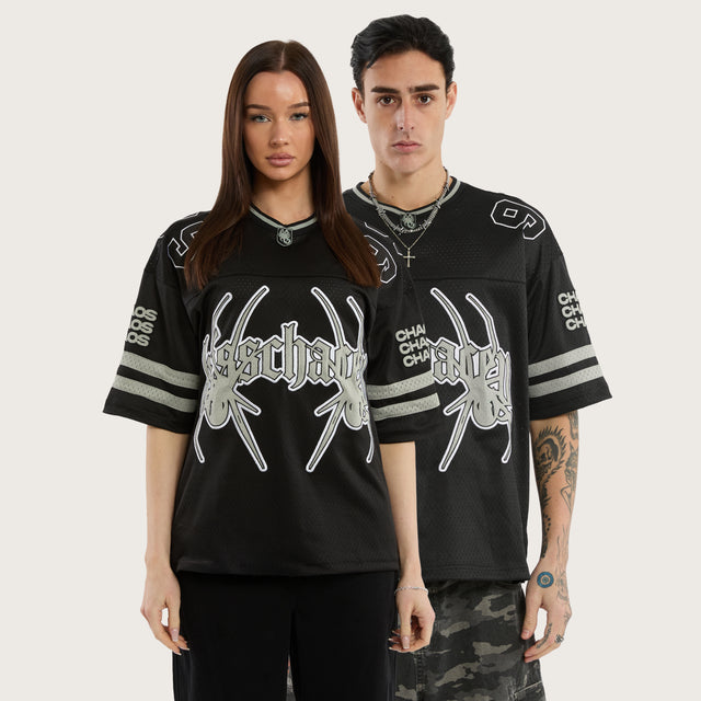 Model wears Crawl Gridiron Jersey Black Jerseys in Black - Image 1