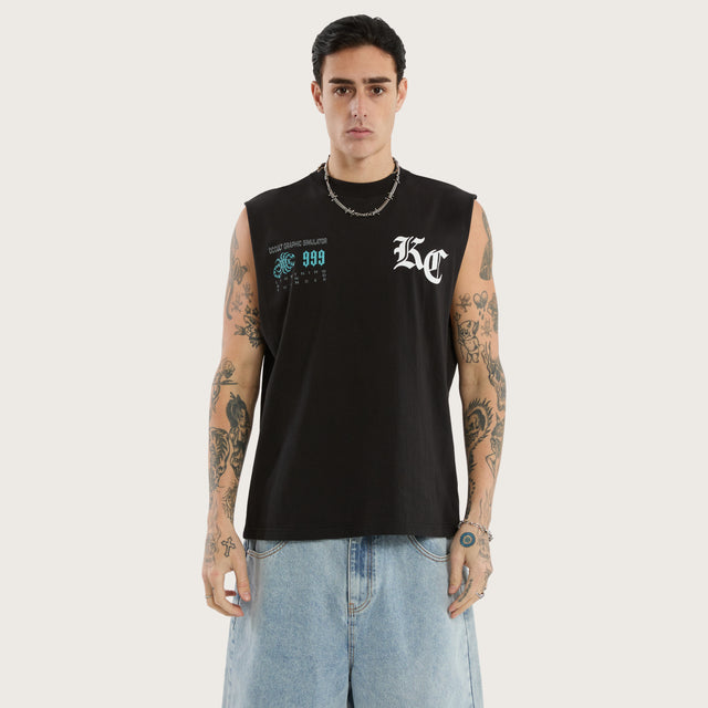 Model wears Movement Street Muscle Tee Jet Black Muscle Tees in Black - Image 4