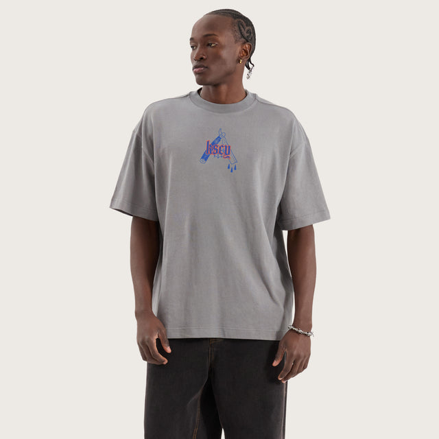 Model wears Gust Street Tee Steel Grey T-Shirts in Grey - Image 6