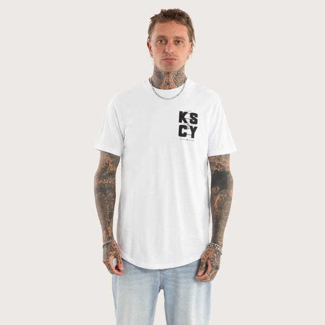 Fenced Dual Curved Tee Optical White