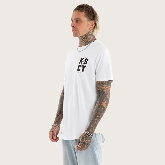 Fenced Dual Curved Tee Optical White