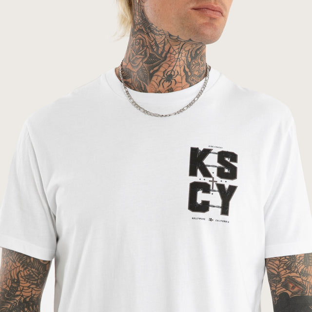 Fenced Dual Curved Tee Optical White