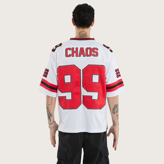 Model wears Sidestep Girdiron Jersey White Jerseys in White - Image 2