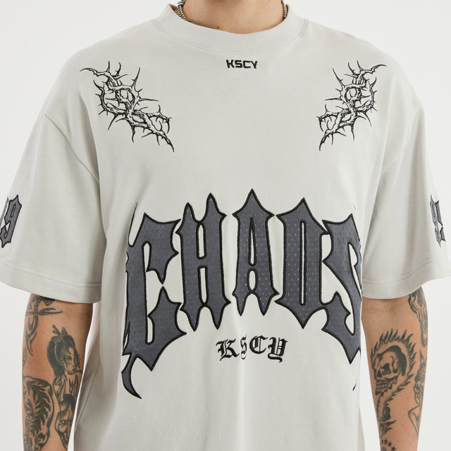 Model wears Castly Loopback Street Tee Glacier Grey T-Shirts in Grey - Image 5