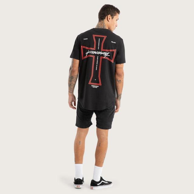 Confession Dual Curved Tee Jet Black