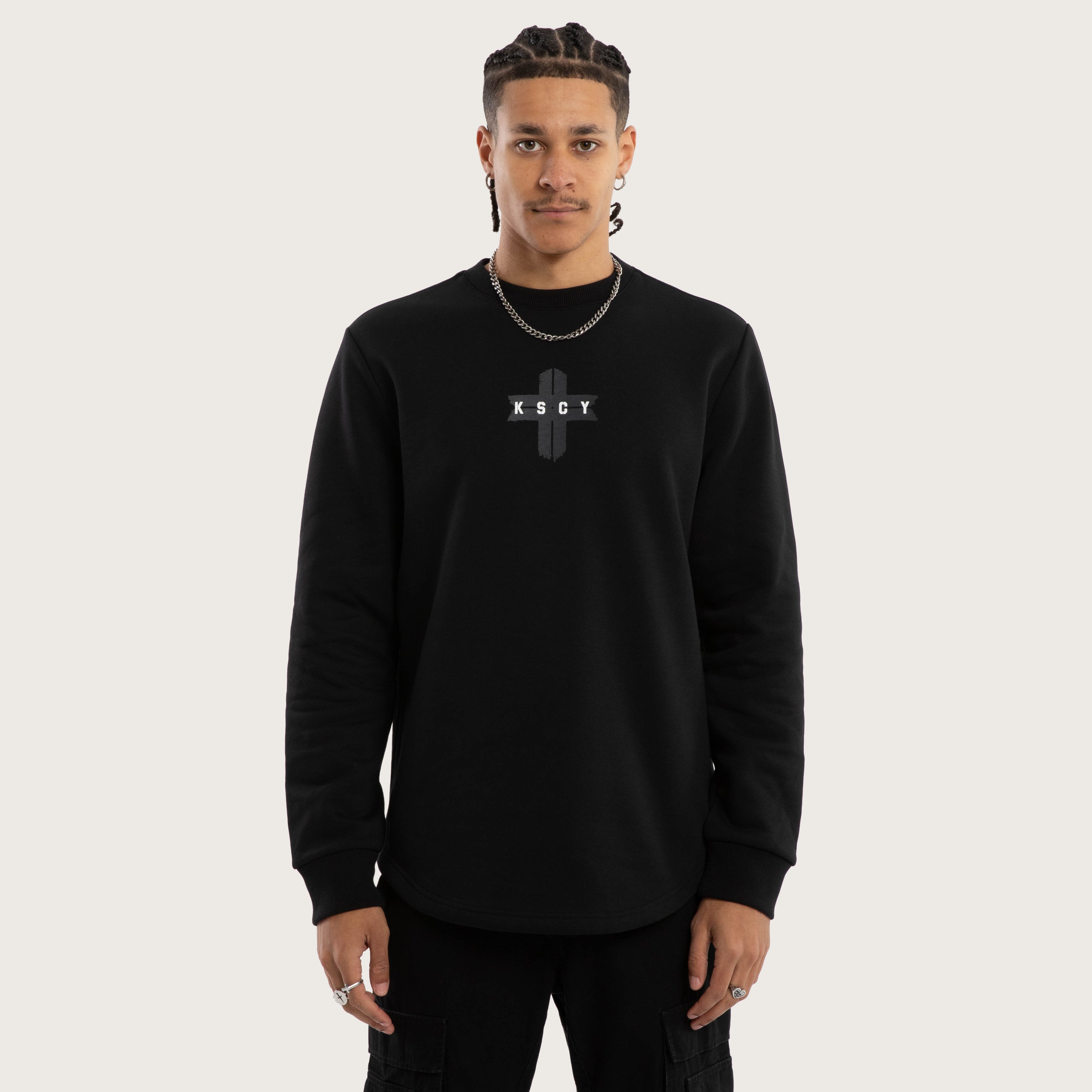 Salvation Curved Hem Sweater Jet Black | KSCY