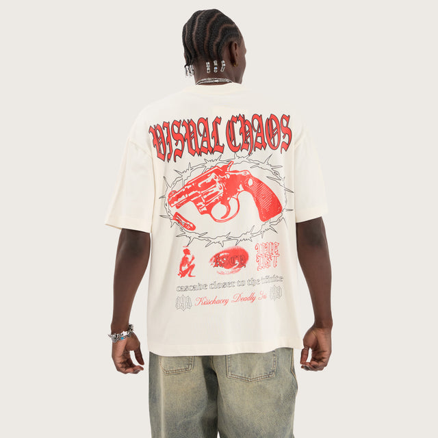 Model wears Cascade Heavy Street Fit Tee Tofu T-Shirts in Off-White - Image 1