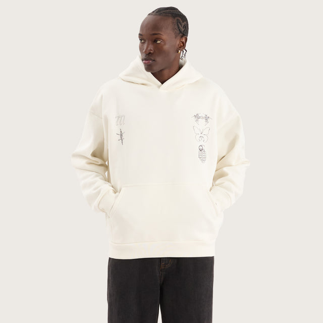 Model wears Redback Oversized Hoodie Tofu Hoodies in Off-White - Image 2