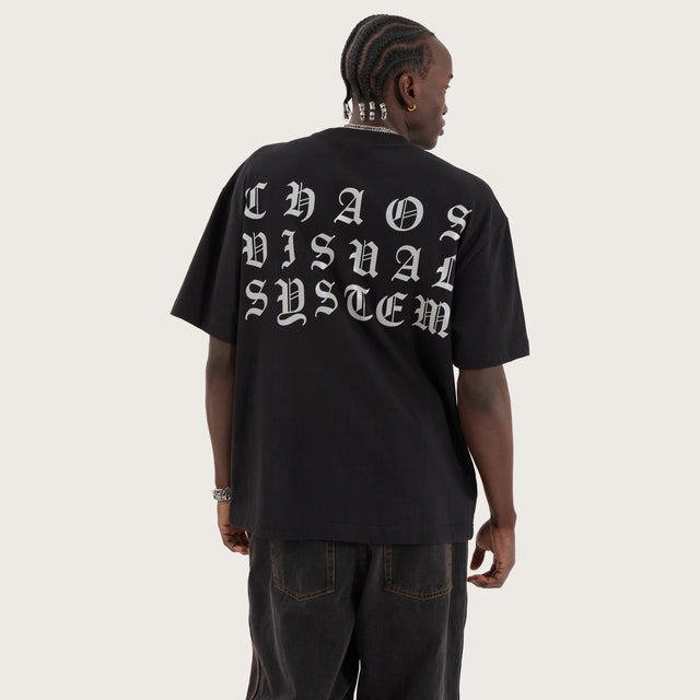 Model wears Gothica Street Tee Jet Black T-Shirts in Black - Image 2