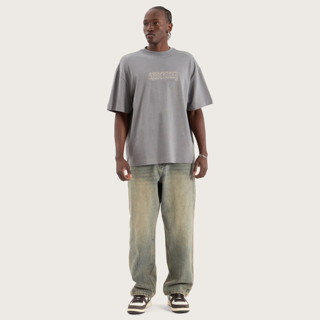 Model wears Other Side Street Tee Pigment Steel Grey T-Shirts in Grey - Image 7