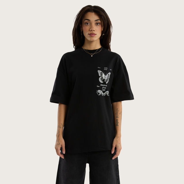 Model wears Download Street Tee Jet Black T-Shirts in Black - Image 5
