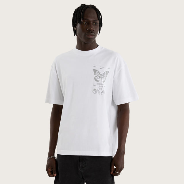 Model wears Download Street Tee White T-Shirts in White - Image 2