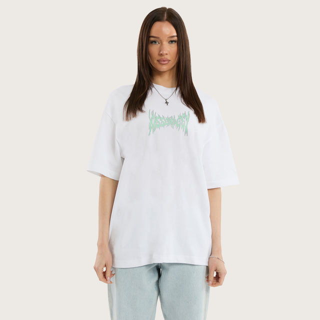 Model wears Ghoul Street Tee Optical White T-Shirts in White - Image 4